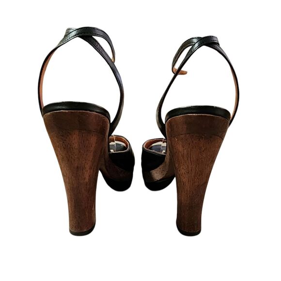 Corso Como Shoes Womens 6 Black Leather Ankle Strap Peep Toe Platform Heels - Picture 8 of 13